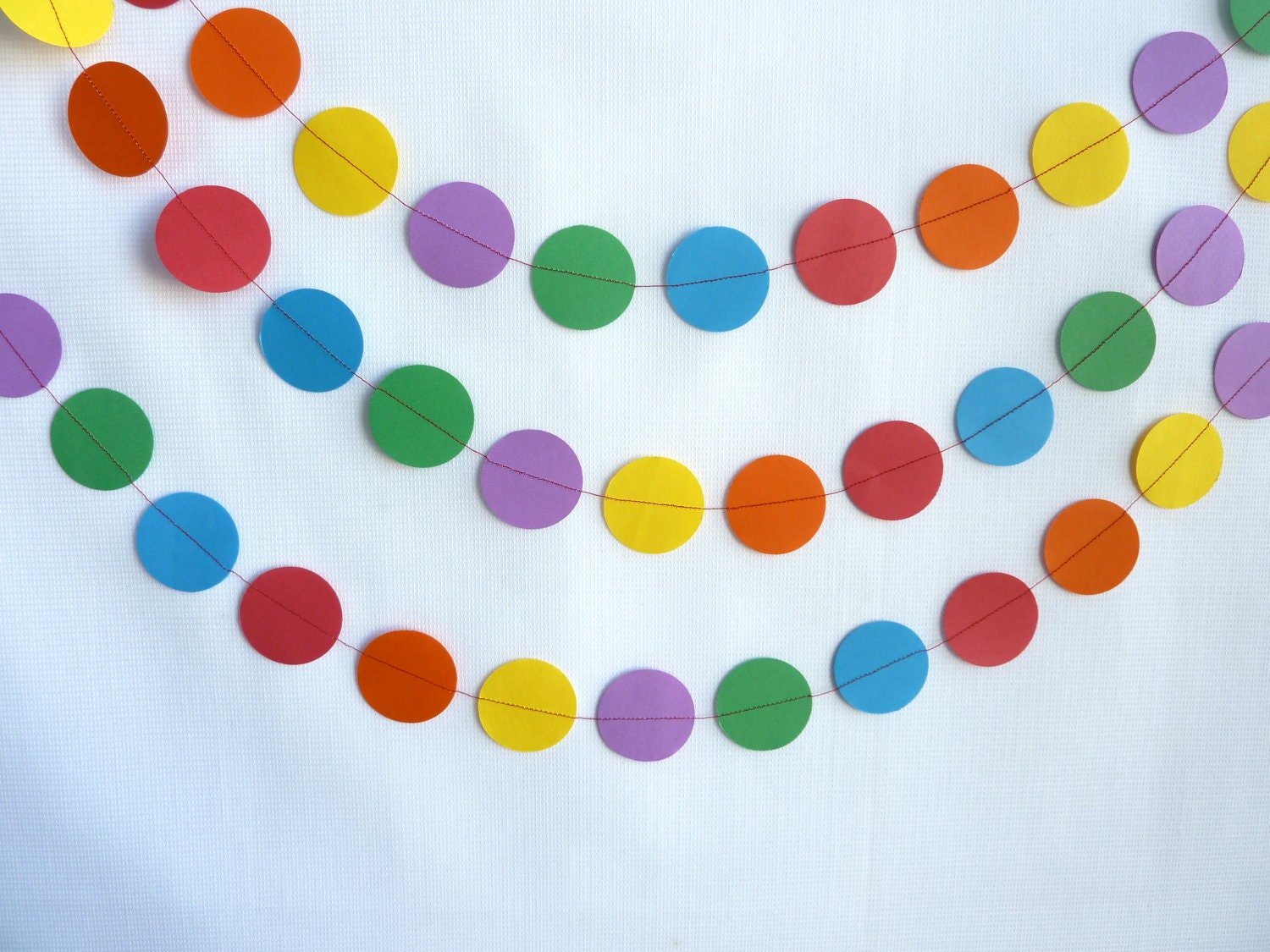 Birthday Party Decorations Garland, 10', red, blue, yellow, green, purple, orange, paper garland
