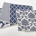 Custom Order for Deborah K. - Shabby Chic Navy Blue and White Damask & Floral Coaster Set