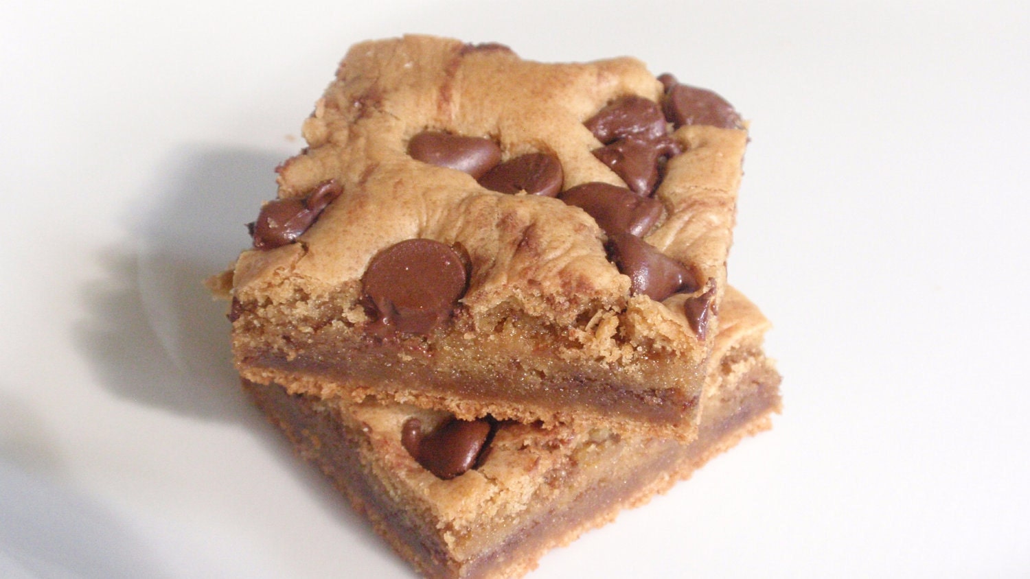 Chocolate Peanut Butter Blondies - Brown Sugar Cookie Bars - six bars