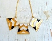 Anat - Geometrical necklace, hand painted Black  and white, with enamel coating.
