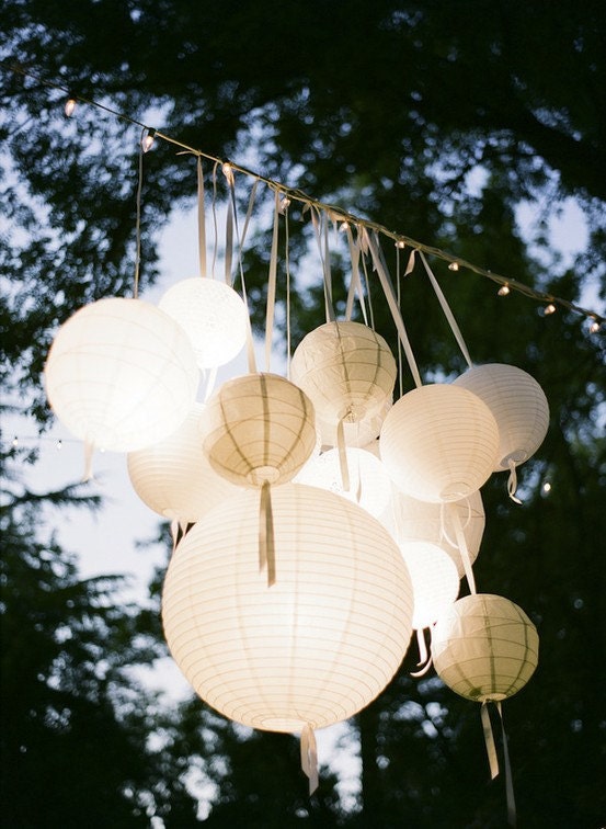 12 Paper Lanterns White - Wedding, Party, Nursery  Decor