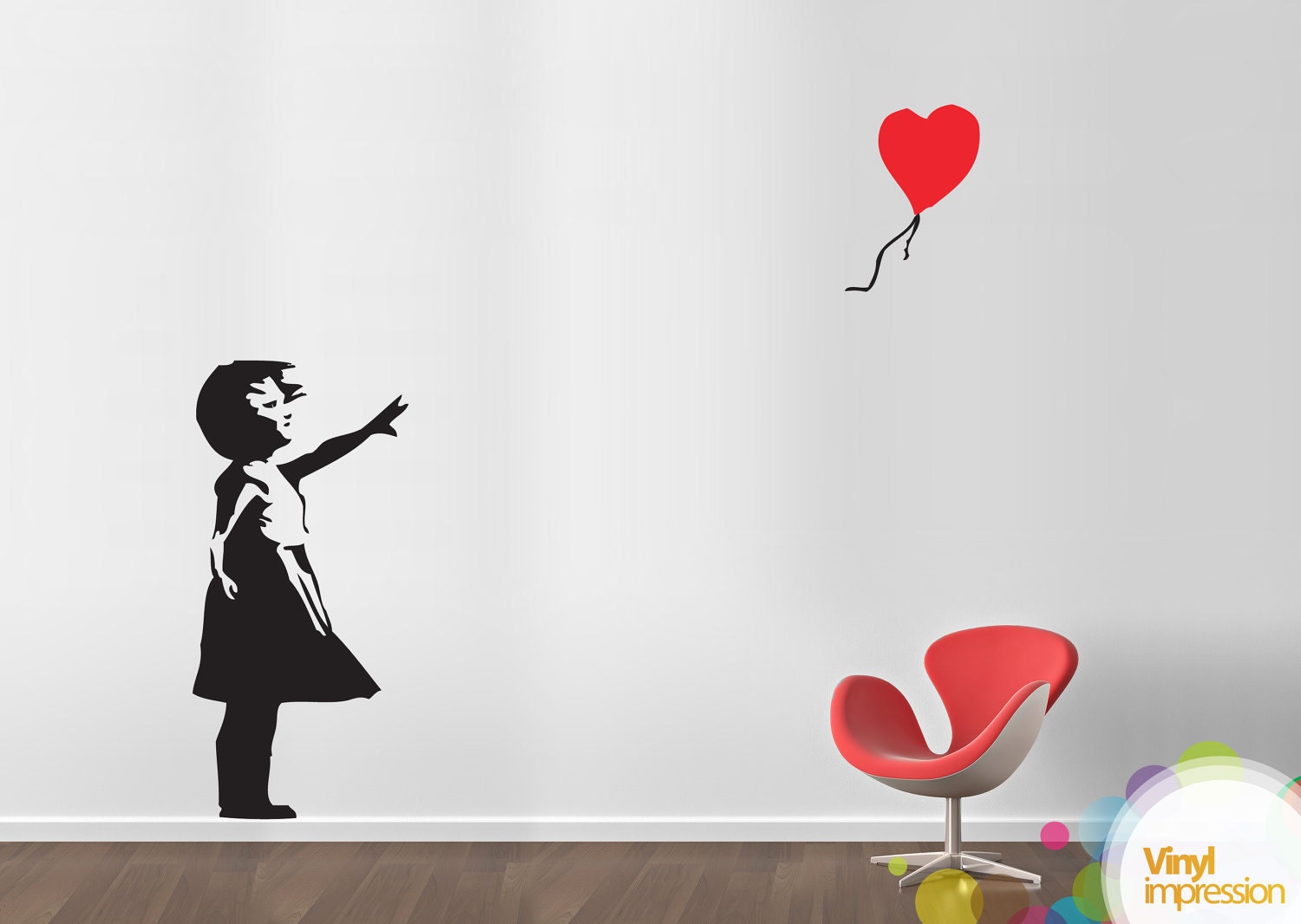 Banksy Girl heart Wall Stickers