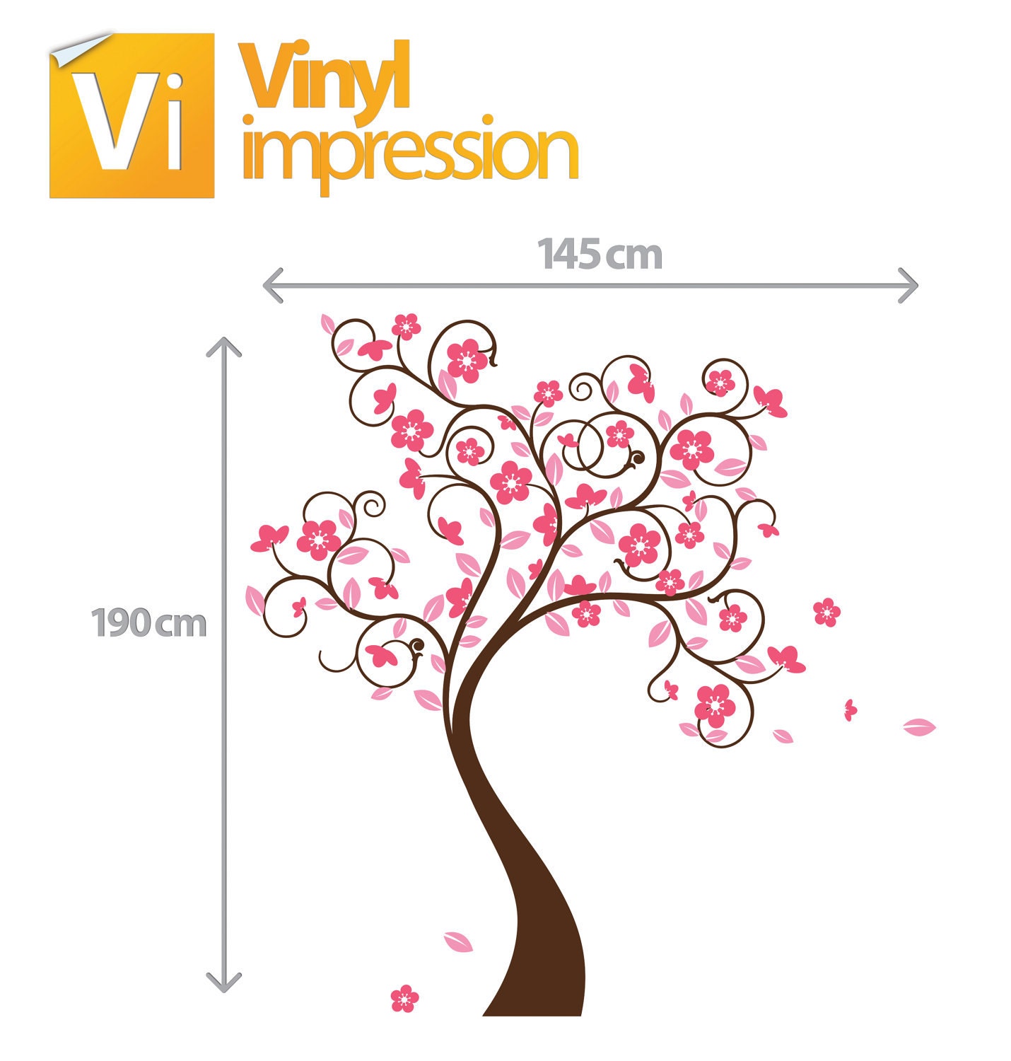 Swirly Tree Vinyl Wall Sticker Life Size
