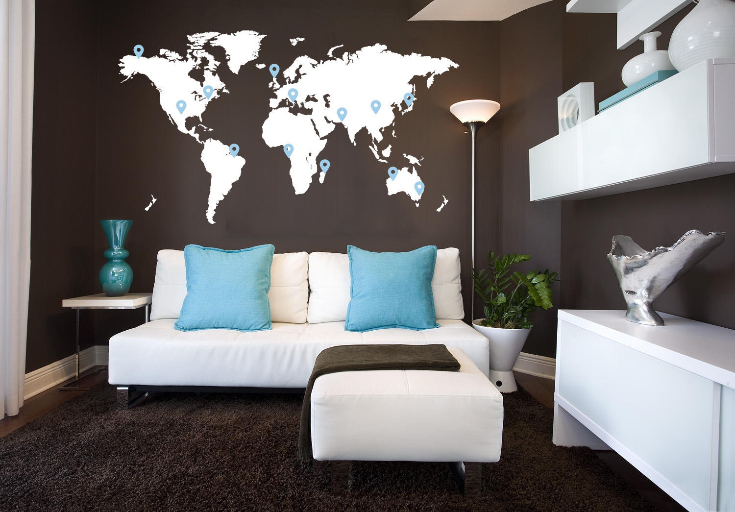 Wall Decal Large World Map 2.1 x 1.2 M / 7 x 4ft Vinyl Wall Sticker decal