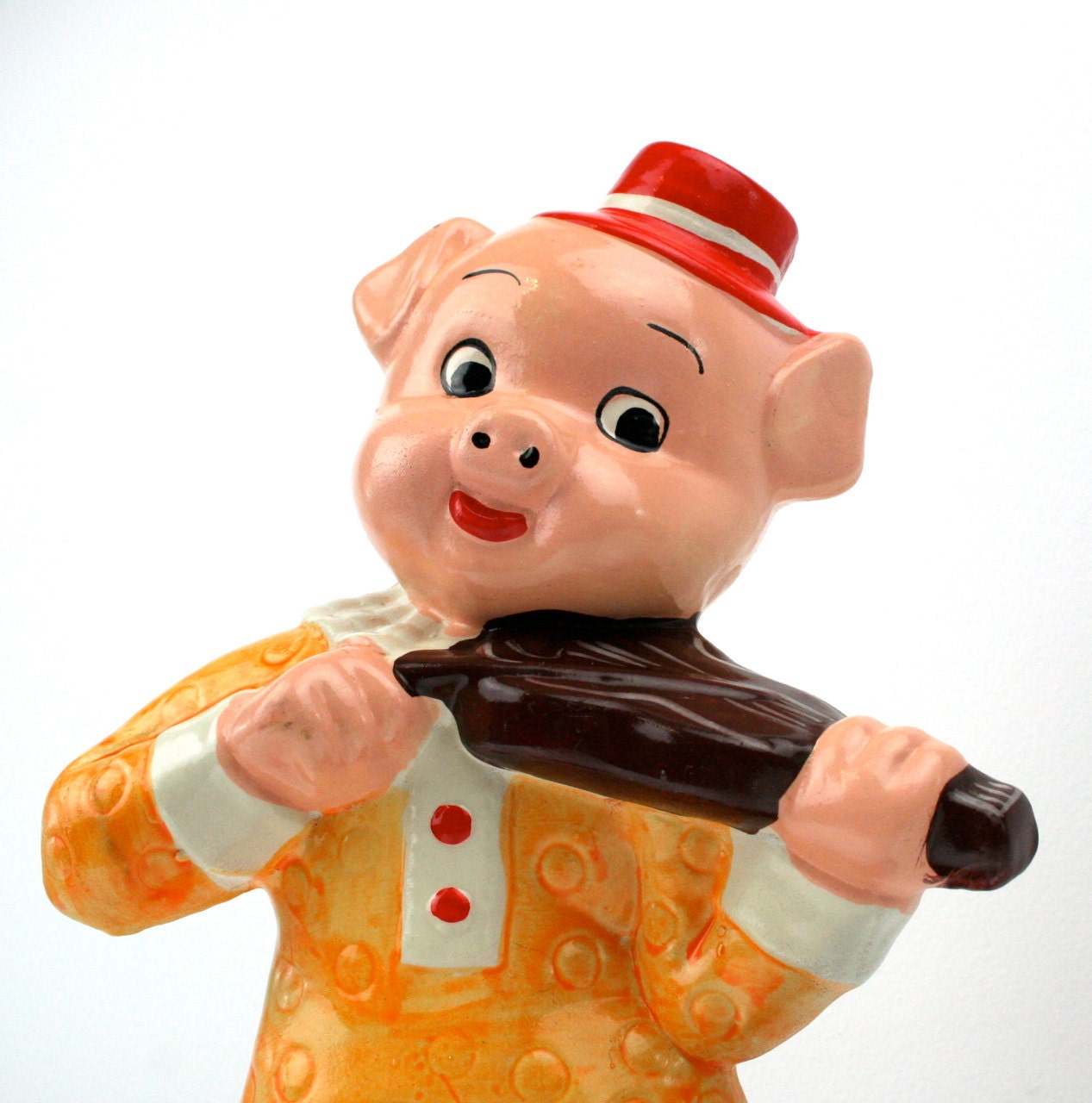 Vintage Piggy Bank Ceramic Fiddler Piggy 1970s