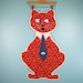 Vintage Red Calico Cat Pillow Craft