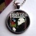Nosferatu Vampire Pendant, Vintage Movie Art Pendant, Silver and Glass Charm Necklace
