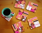 Fabric Coasters - Pink Icing (Set of 6)