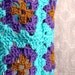 Hippie Crochet Lampshade Granny Square Aqua Blue Purple Pansies Gold Lighting Housewares Home Decor Nursery