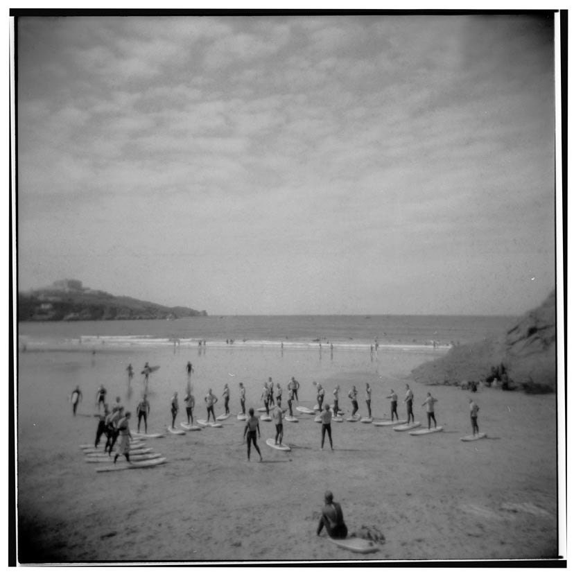 Surf School // Surfers taking lessons on the beach 16 x 11 Matt Print