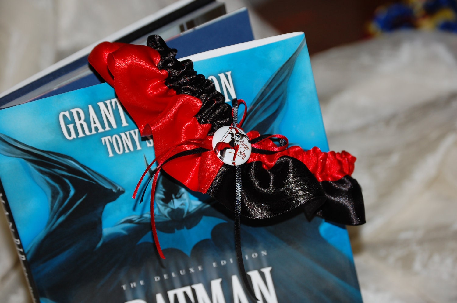 Custom Harley Quinn Themed Wedding Garter or Prom Garter