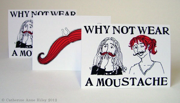 Moustache card - pack of 3