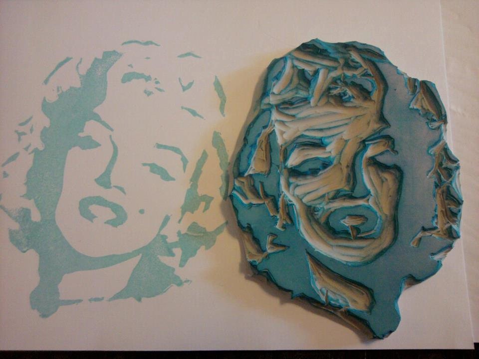 Marilyn Monroe handcarved rubber stamp
