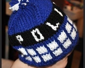 Knit Doctor Who Tardis Inspired Hat -- Newborn, Infant, Toddler -- Baby Clothing -- Sci-Fi Geek -- Handmade, Unisex, Washable
