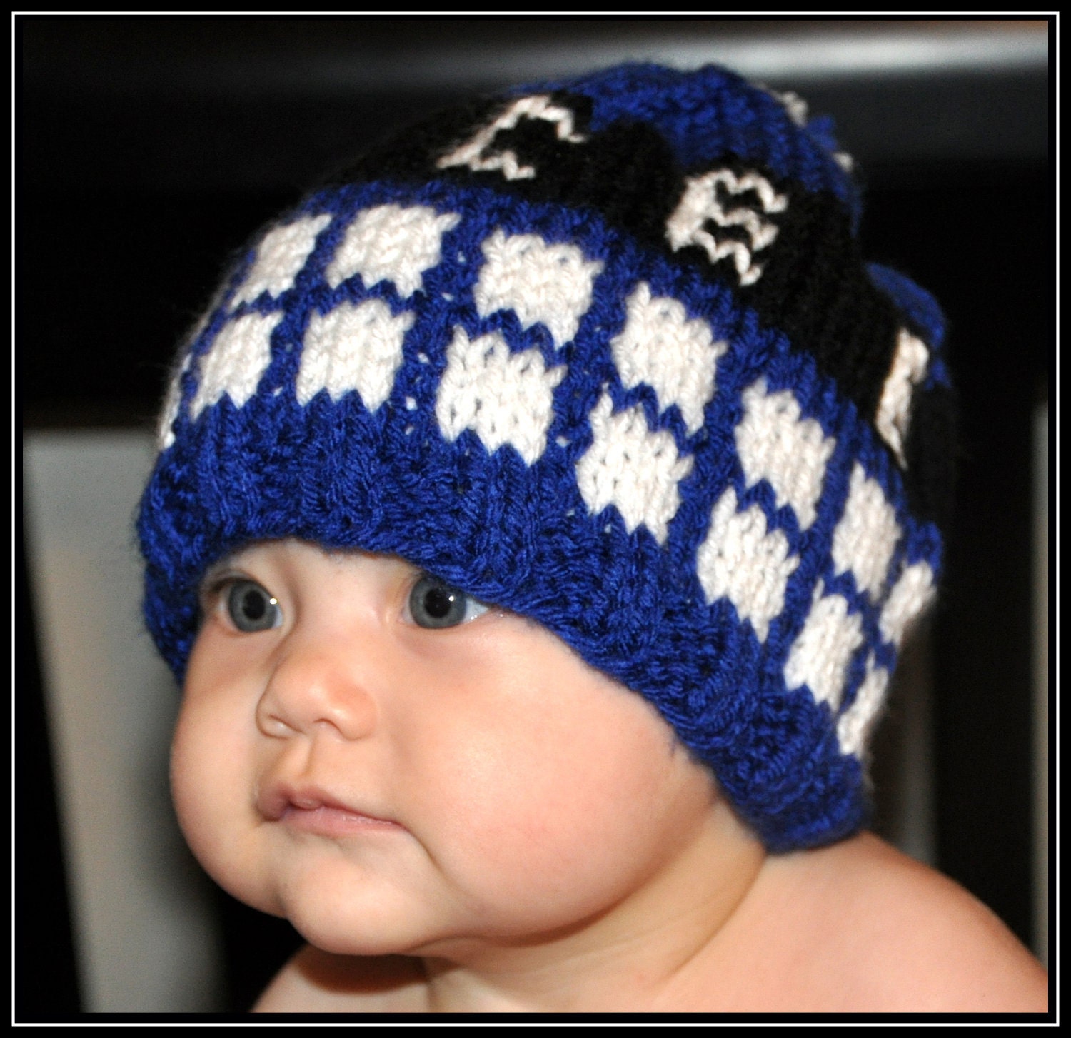Knit Doctor Who Tardis Inspired Hat -- Newborn, Infant, Toddler -- Baby Clothing -- Sci-Fi Geek -- Handmade, Unisex, Washable