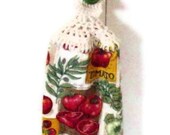 Tomato and Herb - Double Hanging Kitchen Towel -  Reversible - Crochet Top
