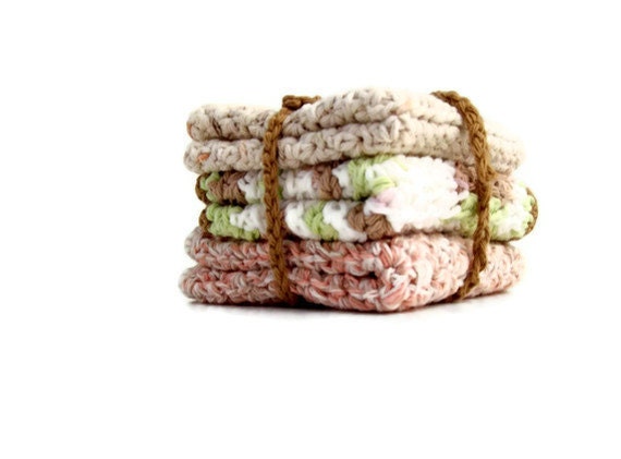 Dishcloth Set - Earth tones Brown - Crochet cotton
