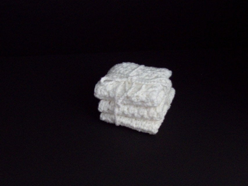 Dishcloth set - White - Crochet cotton