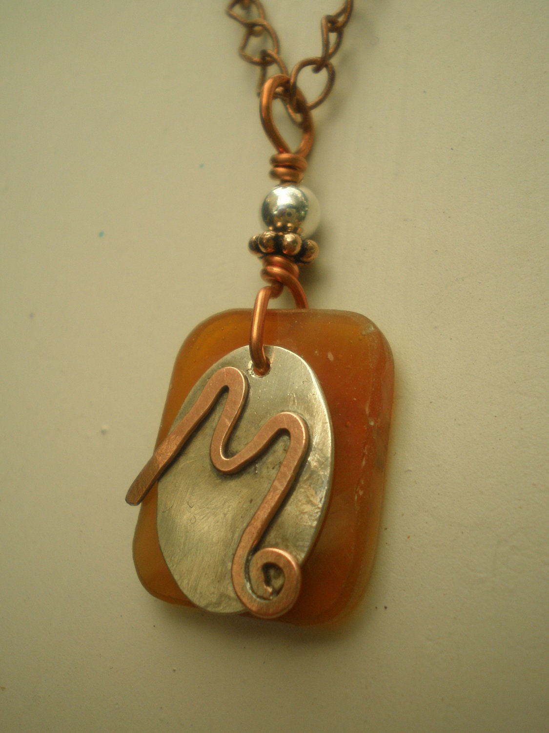 Letter M, Alphabet Letter Pendant, Copper over Sterling Silver Initial Charm Pendants, Made to Order