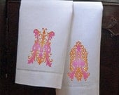 Set of 2 Monogrammed Linen Guest Towels