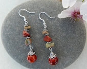 Jasper and Unakite Dangle Earrings Free Worldwide Shipping