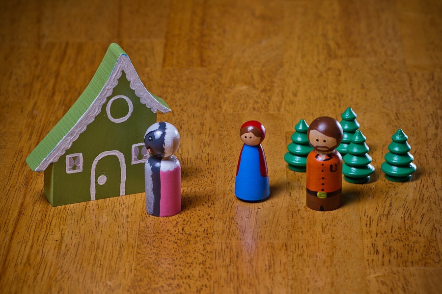 Little Red Riding Hood Wooden Peg Doll Set