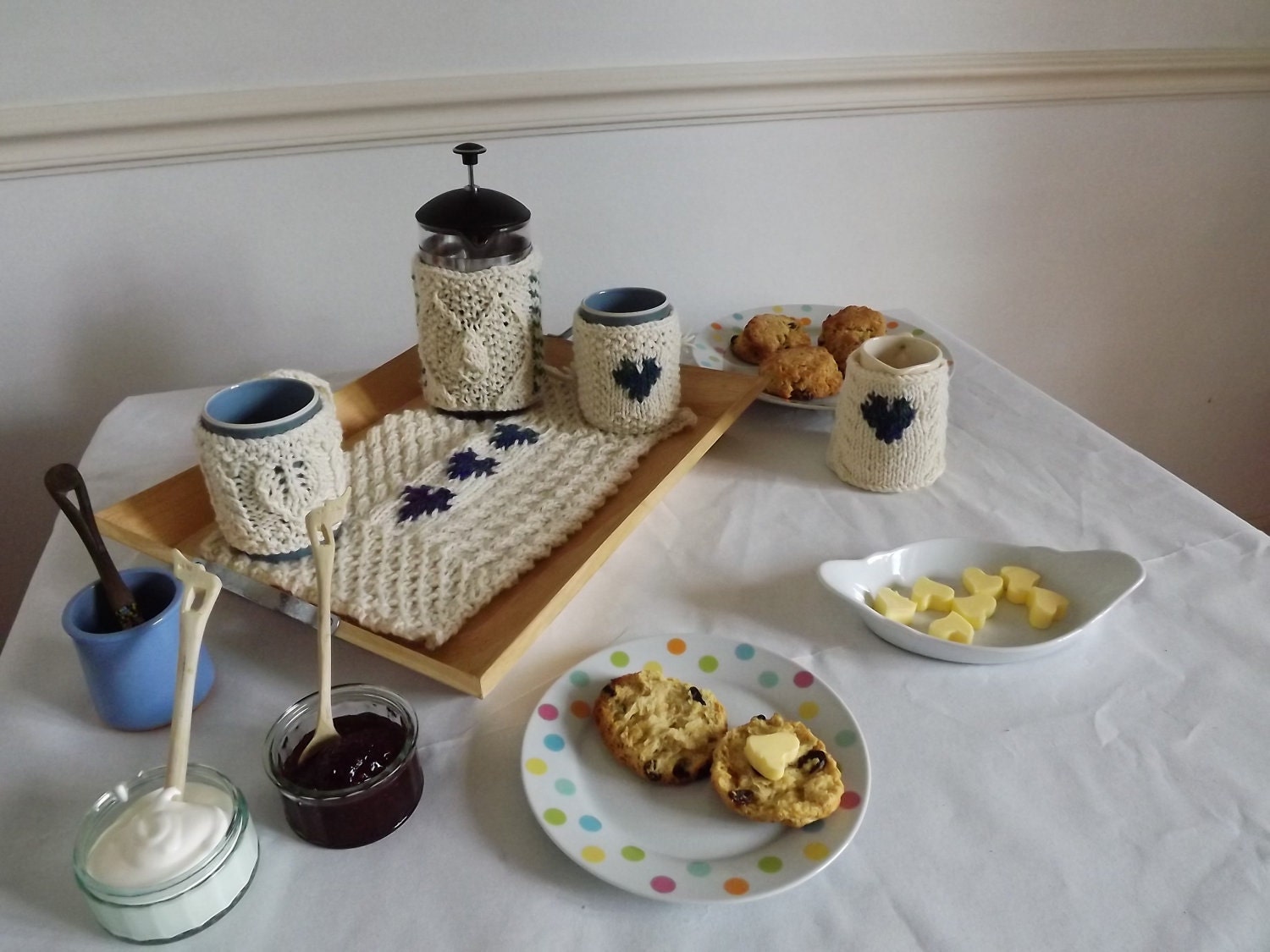 Pdf. Knitting pattern - Love and Scones Cafetiere set for Mother's day