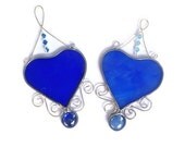 Blue Heart Stained Glass Suncatcher Handmade