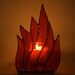 Stained Glass Candle Holder Orange and Red Handmade