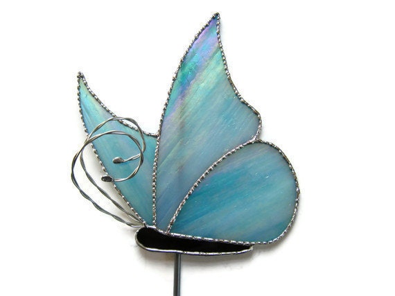 Stained glass garden stake butterfly choice of colors