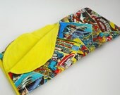 Marvel Comics Baby Blanket, Avengers, Iron Man, Hulk, Thor, Captain America, Spiderman, Retro Comic Books, Yellow