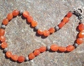 Faceted Carnelian with Bali Silver and Sterling Silver Toggle Clasp Choker Necklace