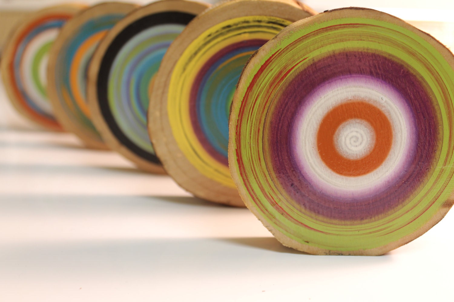 Painted Coasters made from reclaimed wood- set of 5     (1001-35-5)