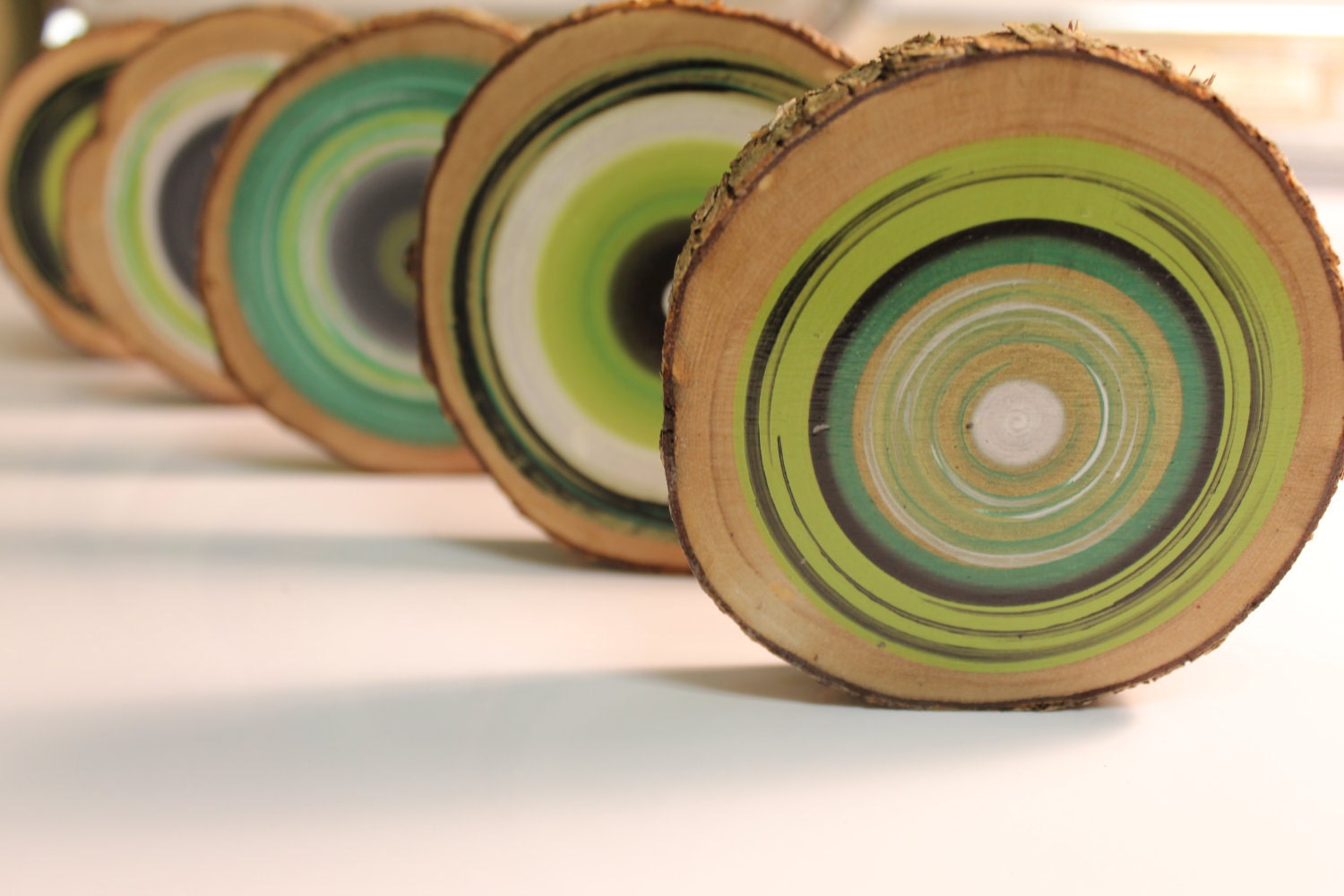 Painted Coasters from Reclaimed Wood- Set of 5           (1001-35-5)