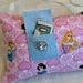 Princess Tooth Fairy Pillow on Flannel with Blue Pocket and Rhinestone Button with Cream  Door Hanger