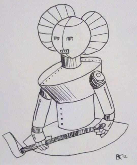 4x4.5" Robot Sketch Card