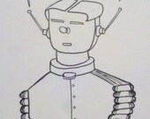 4x4.5" Robot Sketch Card