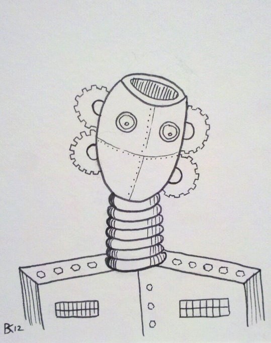 4x4.5" Robot Sketch Card