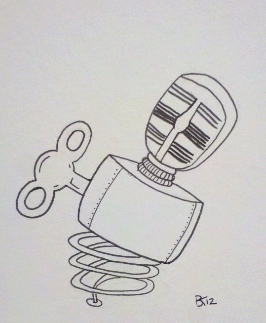4x4.5" Robot Sketch Card