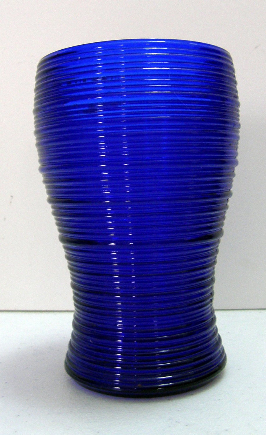 COBALT 12 oz Bulb Top Tea Tumbler Imperial Glass Company - Line 701 Reeded AKA Whirlspool