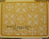 Miss You Card, It's Been Forever, Hand-stamped, Orange