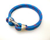 Nautical Sailing Bracelet  Stainless steel  Shackle -Rope Bracelet- Paracord Bracelet- Blue3