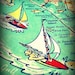 ST PETERSBURG vintage beach map print 8x10 Florida art gulf of Mexico ocean coastal fish yellow red aqua sailboats Treasure Island picture
