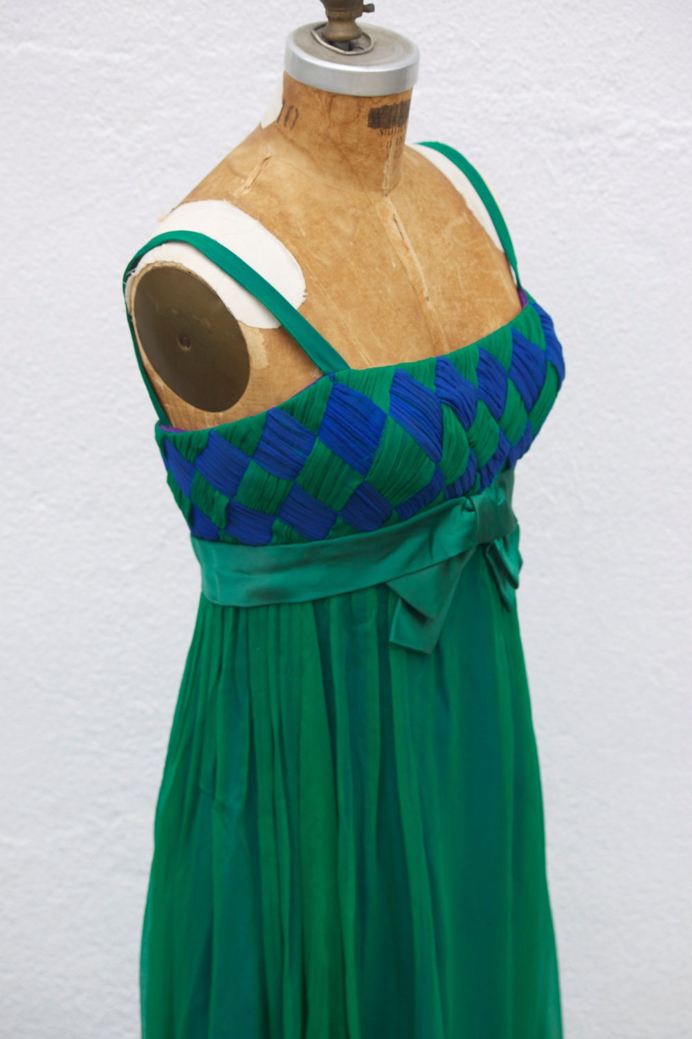 60s-era Emerald Green Strappy Cocktail Dress, Just Add Kitten Heels