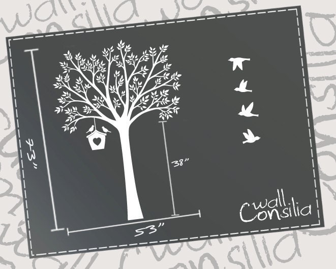 Nursery Tree Wall Decal Wall Sticker - Tree Wall Decal - Tree Decals - Large: approx 73" x 53" - W035