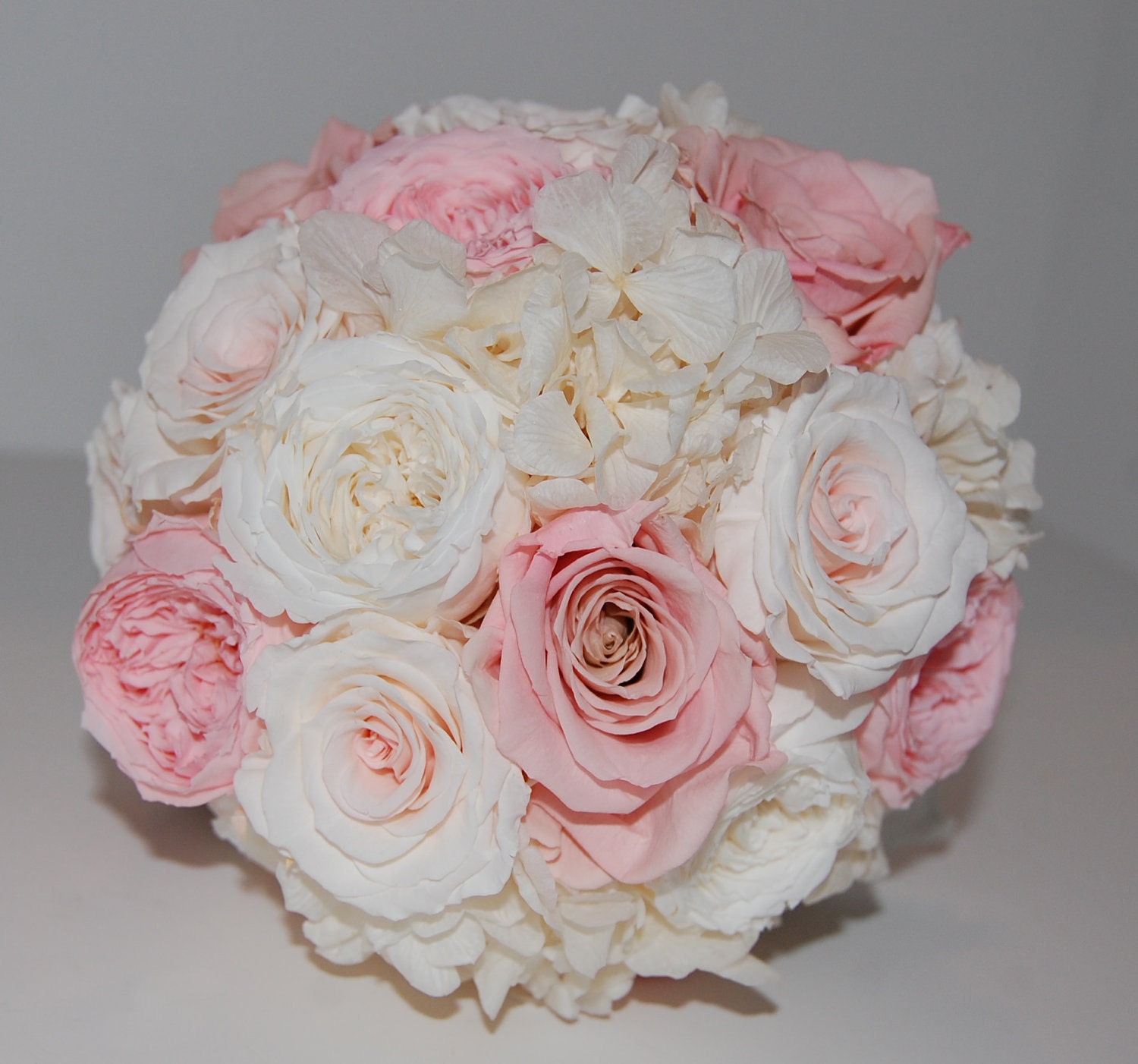 Preserved Wedding Bouquet - Roses, Garden Roses, Hydrangeas, Dusty Miller