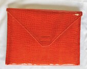 SALE - Reduced from USD26 - iPad Case - Sleeve - Cover - Clutch - Orange Faux Snakesking