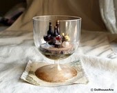 Vintage Wine glasses cup Drink tray decor set-handmade Dollhouse Miniatures 1:12