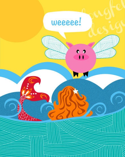 When Pigs Fly -  16" x 20" Modern Wall Art Print - Shipping Included