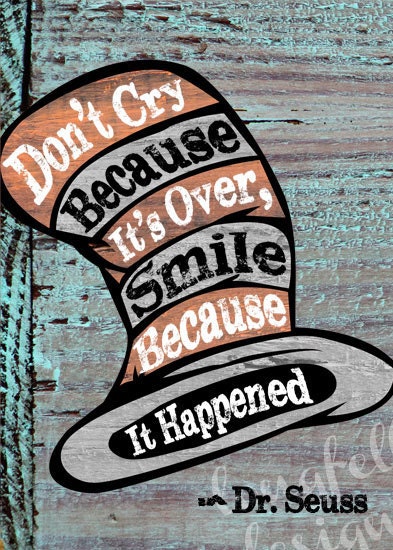Don't Cry Because It's Over - Dr. Seuss - Abstract Wood Look Print - 5 x 7 - Kids Room Art - Longfellowdesigns